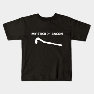 My Stick Is Greater Than Bacon Kids T-Shirt